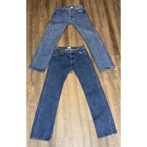 2 Pair Levi's 501 Button Fly Original Denim Blue Jeans WPL423 Men 34/36 vintage